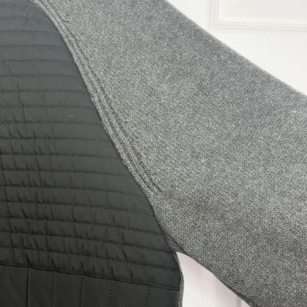 Calvin Klein Gray & Black Mixed Media Quilted Front Zip Sweater Jacket XL